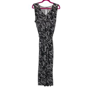 Cellbes Women's Black and White Floral Jumpsuit Size 46 / 48